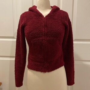 Barefoot Dreams CozyChic Zip-up Hoodie Dark Red XS Like New